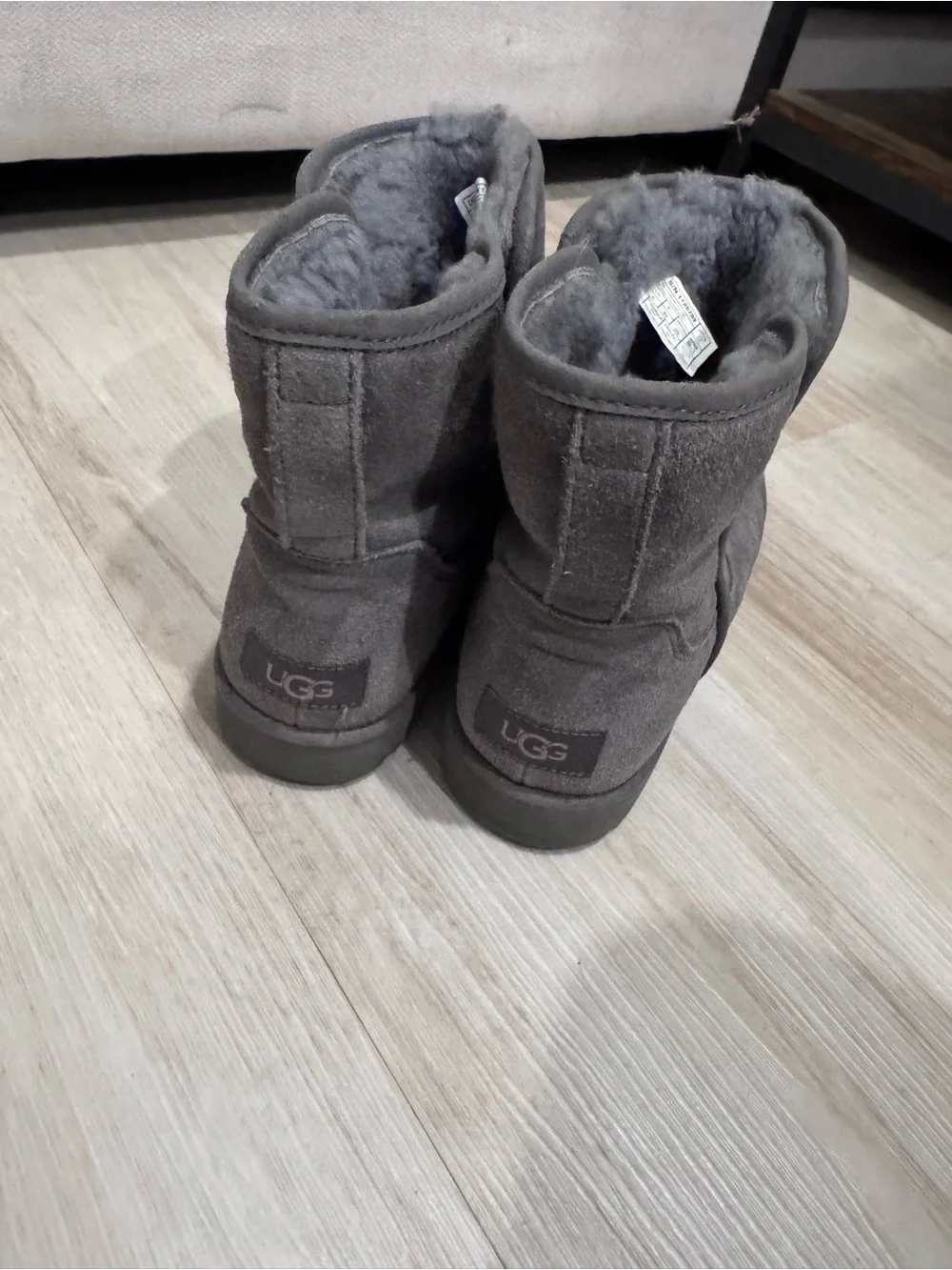 UGG Gray Suede Shearling Ankle Boots